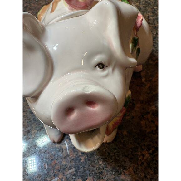 Vintage Fitz & Floyd Omnibus Teapot Sleepy Eyed Pig 1994 Hand-painted - Picture 4 of 16